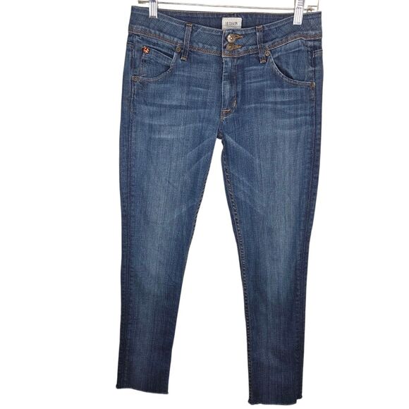 Hudson Collin Mid-rise Raw Hem Ankle Skinny Denim Jeans Size 27 - Picture 1 of 7